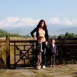 Gabi with two climbers in Pokhara, Nepal